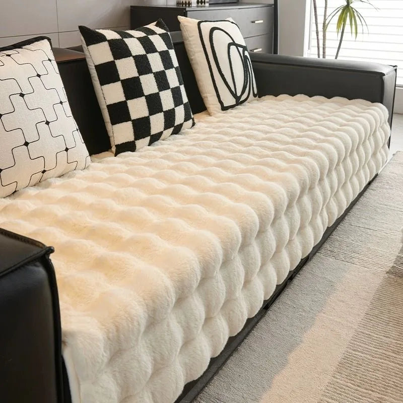 Soft, non-slip plush sofa cover
