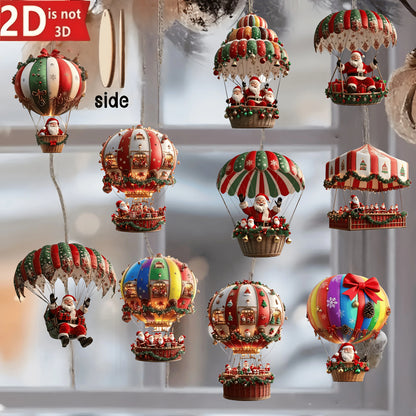 10 wooden Christmas baubles 2D Santa Claus!