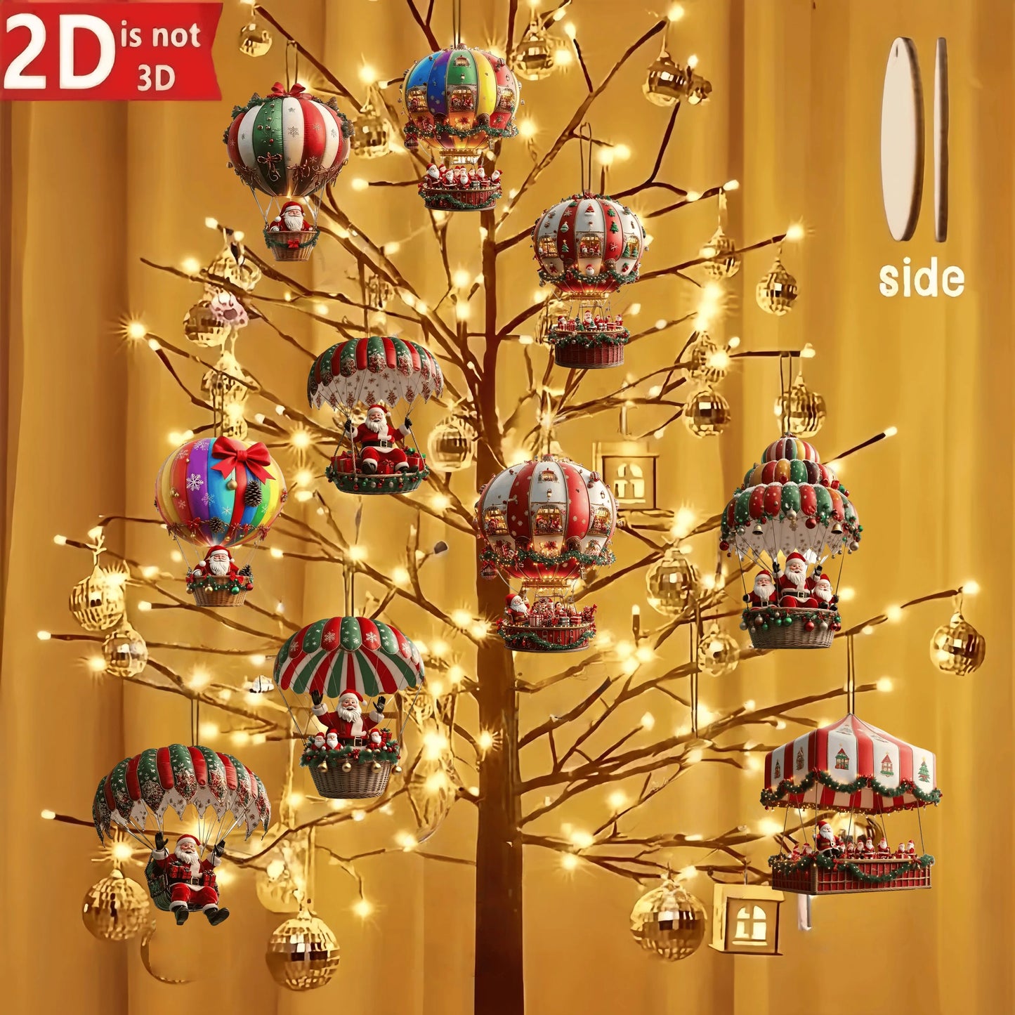 10 wooden Christmas baubles 2D Santa Claus!