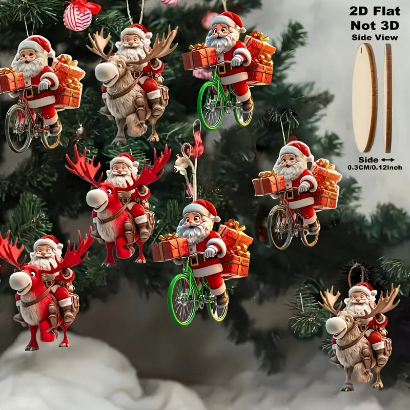 2D wooden Christmas bicycle Santa Claus - 8/16/24 units