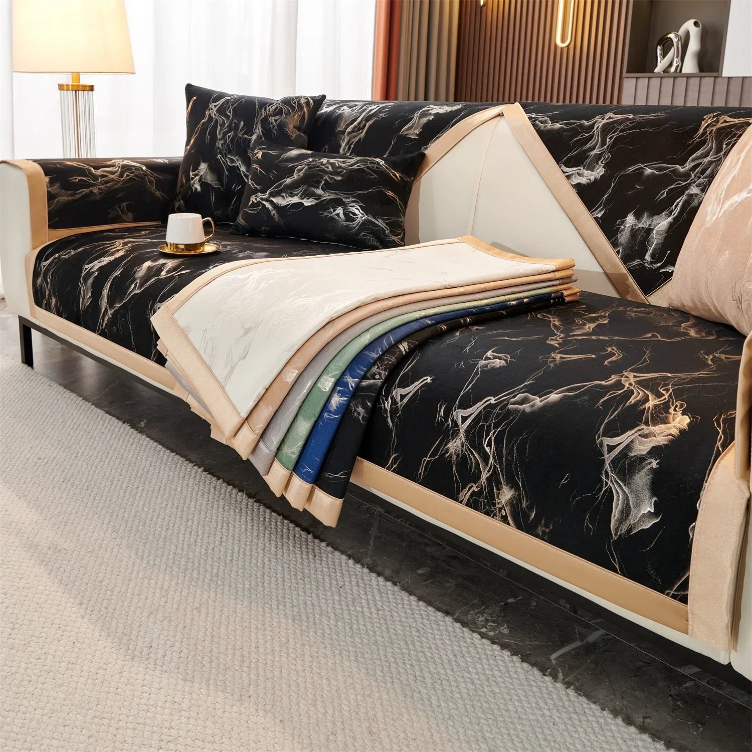 Anti-slip marble lines protective cover