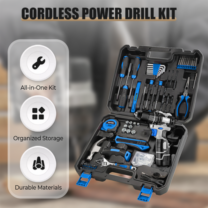 DEKO 8V Cordless Drill Set – 126-Piece Home Tool Kit With Storage Case, DIY Power Tools For Fence Work, Home Décor, Furniture Assembly & Everyday Repairs