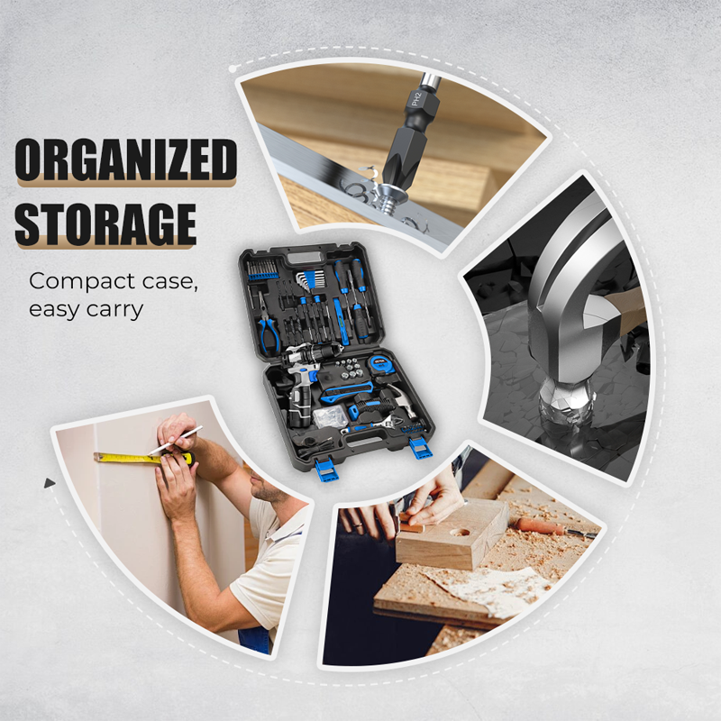 DEKO 8V Cordless Drill Set – 126-Piece Home Tool Kit With Storage Case, DIY Power Tools For Fence Work, Home Décor, Furniture Assembly & Everyday Repairs