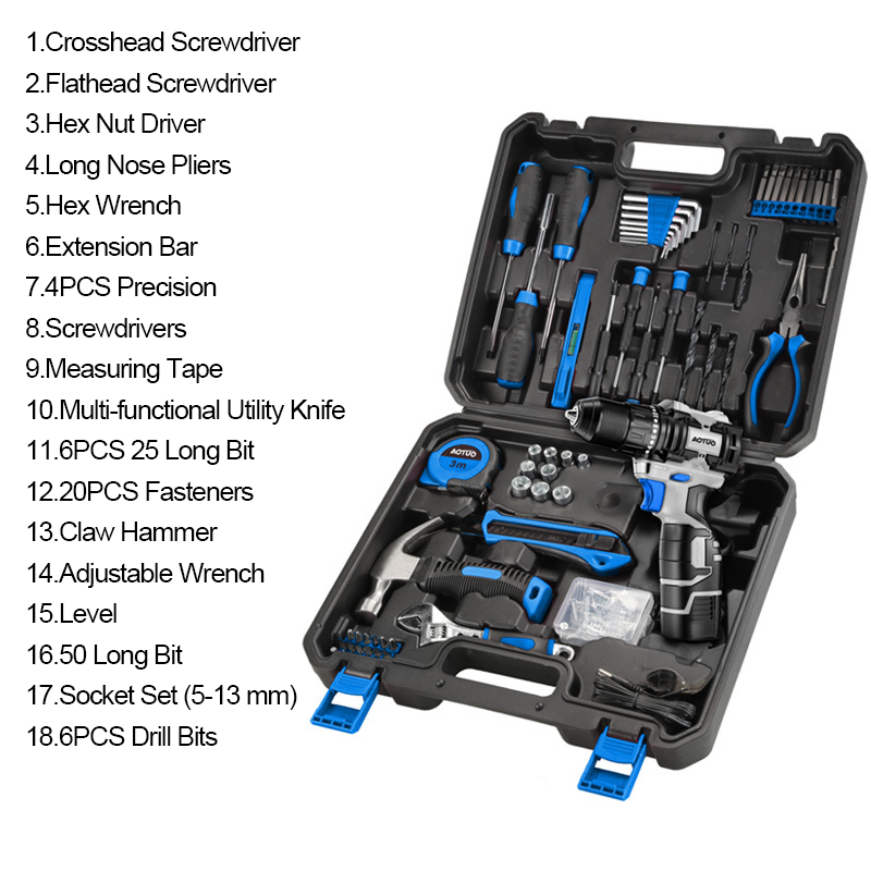 DEKO 8V Cordless Drill Set – 126-Piece Home Tool Kit With Storage Case, DIY Power Tools For Fence Work, Home Décor, Furniture Assembly & Everyday Repairs
